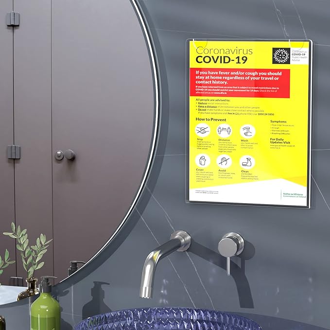 HIIMIEI 12 Pack Acrylic Wall Sign Holder 8.5x11 Vertical, Clear Plastic Picture Frames for Paper with Free 3M Tape and Screws, Door Sign Holder Perfect for Home, Office, Store, Restaurant