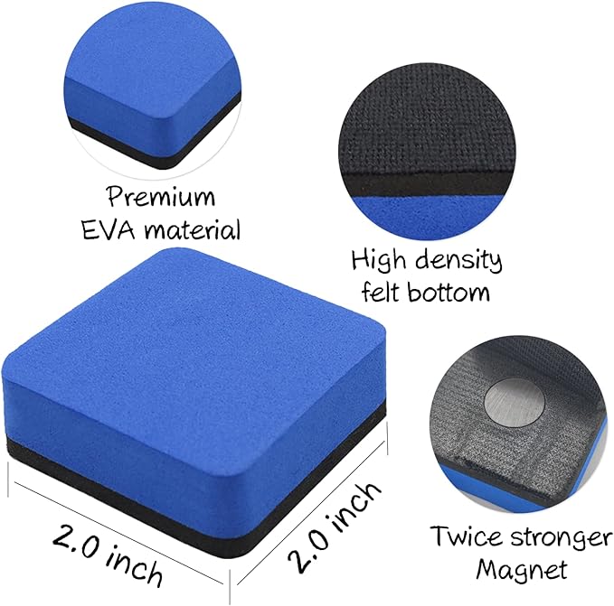 OWLKELA 48Pcs Dry Erase Erasers, Colored Magnetic Whiteboard Cleaning Tool for Classroom, School Supplies and Office