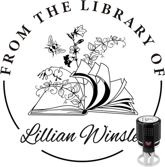 Custom Self-Inking Stamps | Personalized Book Stamp Gift for Book Lovers | 5 Ink Colors (Style11)