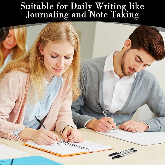 200 Pieces Ballpoint Pens Bulk Black Ink, 1.0mm Medium Point, Bullet Tip Smooth Writing Pens for Office, Business, Server, School Supplies