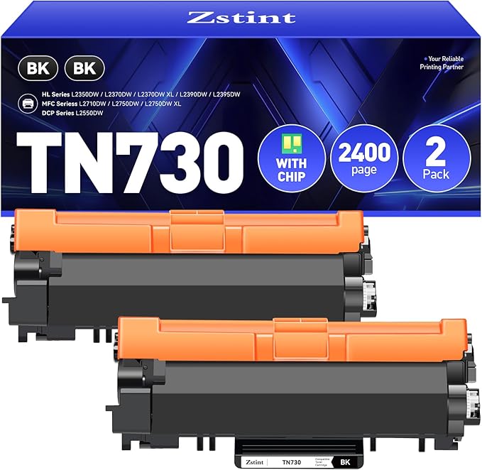 TN730 Toner Cartridge Replacement for Brother TN730 TN760 TN-730 TN-760 High Yield Black Cartridge MFC-L2710DW MFC-L2750DW HL-L2350DW HL-L2370DW HL-L2395DW HL-L2390DW DCP-L2550DW MFC-L2690DW Printers