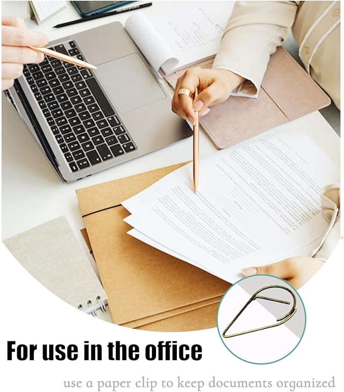 200 Pcs Teardrop Paper Clips Bulk,Stainless Steel Rust-Resistant Paperclips for Wedding Invitations, 3X Stronger Hold with Mirror Polish (Bronze, 1inch)