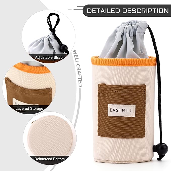 EASTHILL Desk Organizer Pencil Holders Pen Case Pouch for Girls Home School and Office Supplies-Khaki