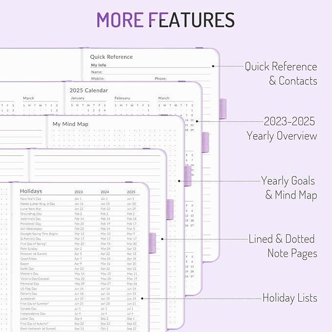 Undated Weekly Planner for 2025, Forvencer Simplified Weekly & Monthly Calendar Planner, Cute Daily Organizer Notebook, Agenda Journal to Track Goals & Tasks, Start Anytime, A5 Size, Navy Blue