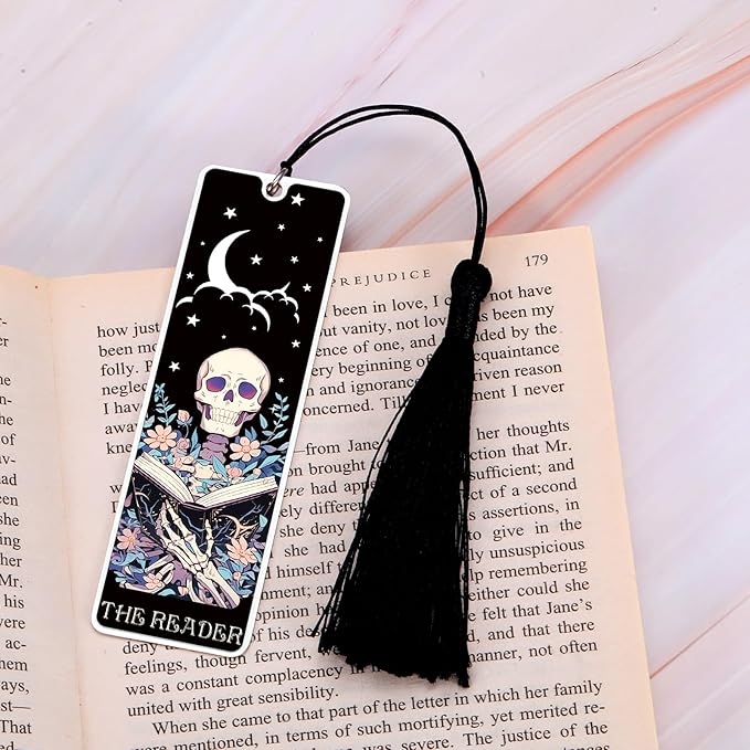 Halloween Bookmarks - Horror Bookmark Gothic Bookmarks for Women Book Lovers Bookish Gifts for Reading Women, Boo Basket Stuffers for Woman Gothic Skeleton Bookmark Halloween Gift for Her Christmas