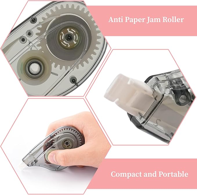 White Correction Tape Whiteout Correction Tape - Easy to Use, Instant Correct Wrong Writing at Anytime, Writing Supplies for Office and School - 6 Packs