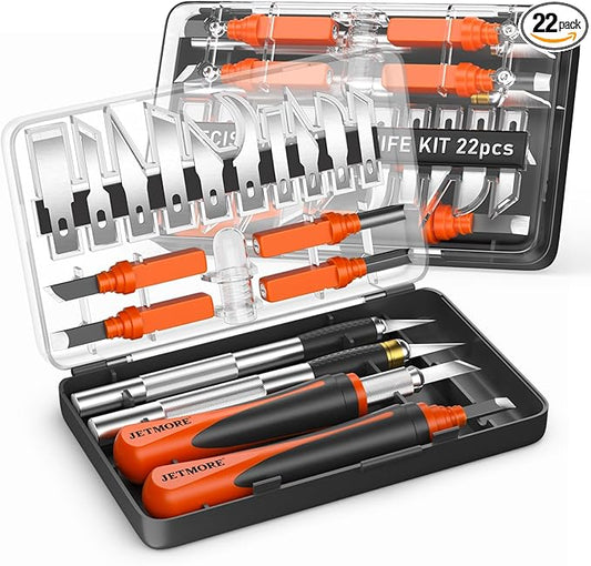 Exacto Knife, 22-Piece Exacto Knife Set, Hobby Knife with Exacto Blades, Craft Knife for Modeling, Carving, Precision knife for Stencil, Crafting, Scrapbooking, Art Knife