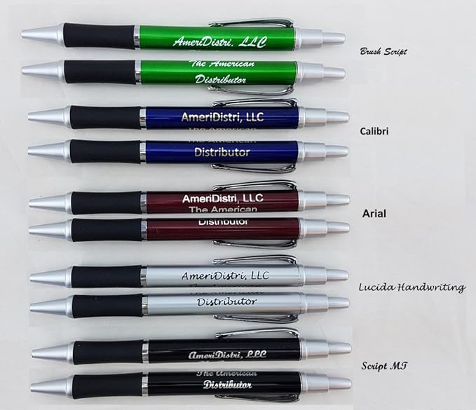 ezpencils - Personalized - Elegant Tip and Click Silver Accents on Blue Solid Color Body and Black Grip - Bullet Ballpoint Pens - 12 pkg - ** FREE PERZONALIZATION **