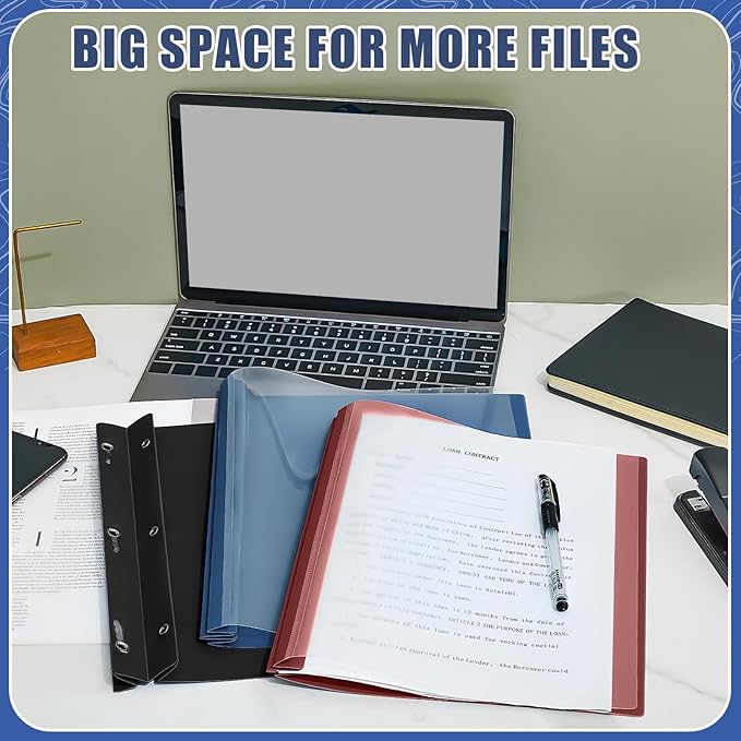 Teling 48 Pcs Clear Front Report Covers with Prongs Plastic Presentation Folders 3 Prong Resume Portfolio Folder for School (Black, Navy Blue, Dark Red)