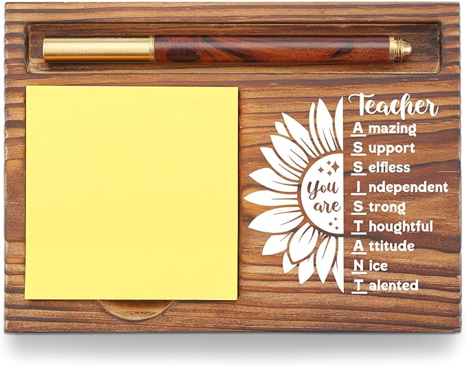 Teacher Assistant Gifts Sticky Note Holder, Thank You Appreciation Gifts for Assistant Teachers, Inspirational School Office Decor Desk Organizer TZP123