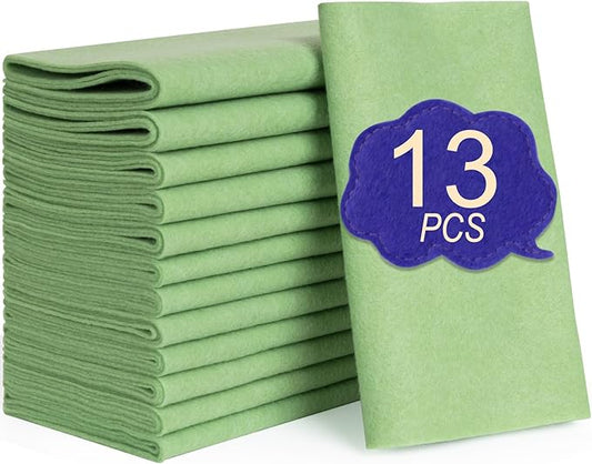 XSEINO 13 Rolls Grass Green Felt Fabric,8"x35"(20.5x90cm) 1.4mm Thick Soft Felt Fabric Sheet for Crafts,Grass Green Series Colors Soft Nonwoven Fabric,Fit for Decoration, Sewing, DIY Crafts