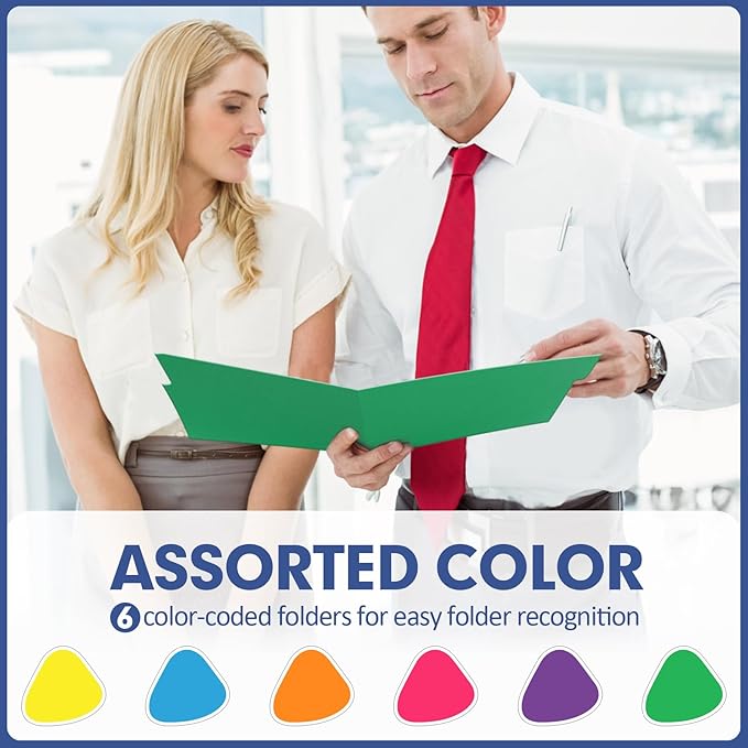 File Folder, PANDRI 220 Pack Colored File Folder, 1/3 Cut Tabs, Letter Size, Assorted 6 Colors Filing Folder for Office School Business