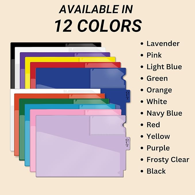 Doctor Stuff - Center Tab Vinyl Outguides, Diagonal Cut Front Pocket, Top Charge Out Slip Pocket, Plastic File Folder, Letter Size 9" x 13-1/4", Orange, 25/Box