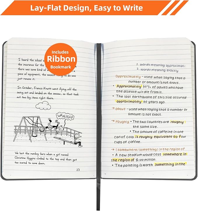 BOSSAND Lined Journal Notebook, A5 Journals for Writing, 200 Pages 100 GSM Thick Classic Ruled Paper, Hardcover, 8.25 inches x 5.75 inches, Black