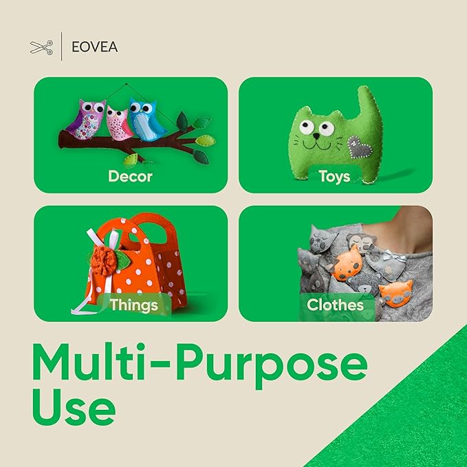 EOVEA | Acrylic Felt Fabric by The Yard - Non-Stiff, Soft Material - 72" Wide - 1.6mm Thick Felt Sheets for DIY Crafts, Sewing, Upholstery, Cushion, Padding(Lime Green, Half Yard)