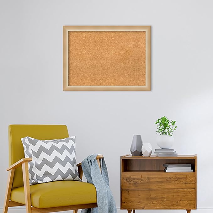 Amanti Art Natural Cork Board for Wall, 23x31 Vision Board with Gold Frame, Medium Corkboard Office Decor for Home Organization, Modern Corkboard Pinboard to Display Items for Home Organization in
