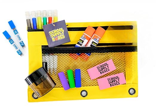 Elementary School Essentials Bundle | 1 Box - 91 Pieces per Box | School Supply Boxes - Back to School Essentials | Includes Binders, Folers, Notebooks, Filler Paper, Pencils, Notecards, Pens, & More
