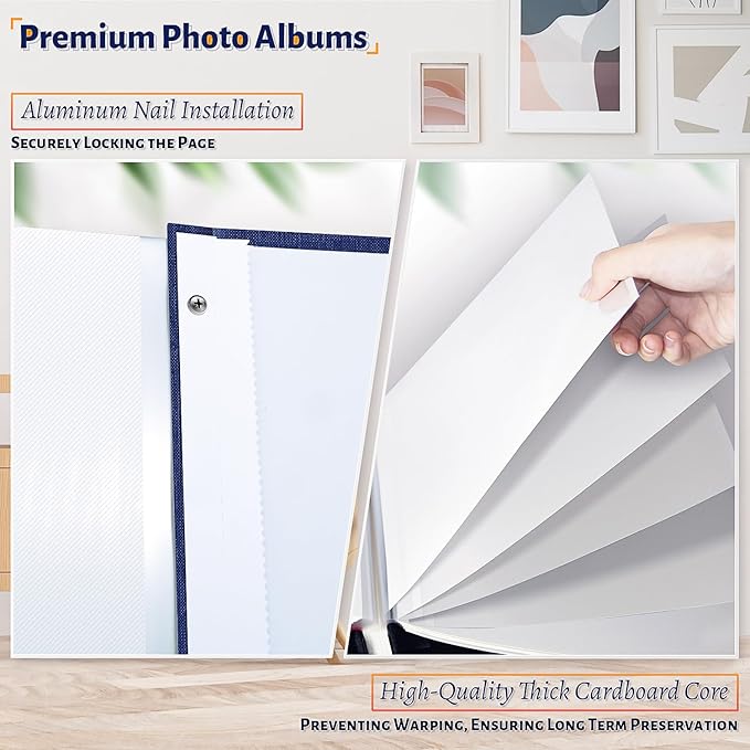 Photo Album Self Adhesive Scrapbook,60 Pages Large Photo Book for 4x6,5x7,8x10 Pictures,DIY Album for Baby Wedding Family Travel Birthday,with Metallic Pen and Scraper