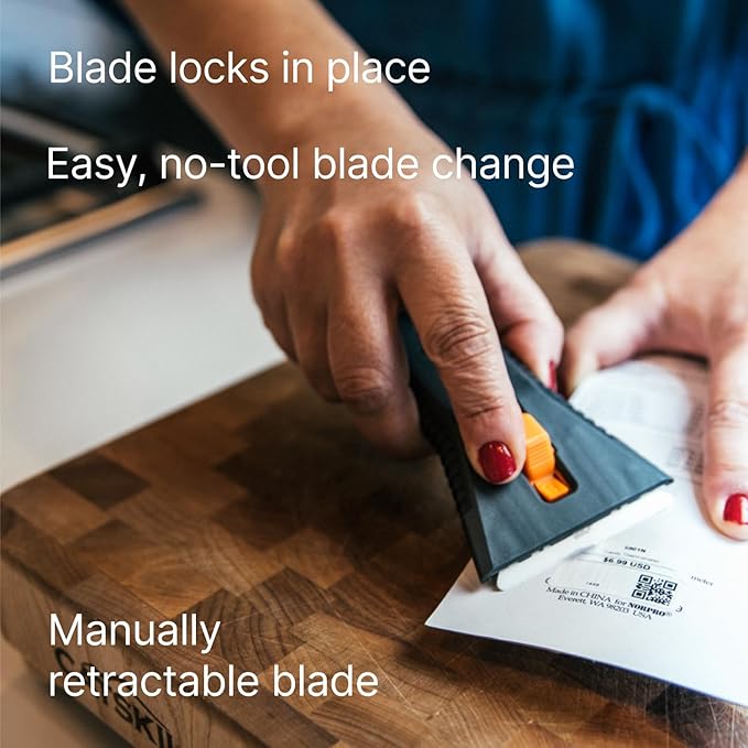 Slice 10591 Manual Utility Scraper, Locking Ceramic Blade, Rust Free, Finger Friendly, Soft-Touch Comfort Grips Reduce Strain, Regular - Manual (Locks in Position)