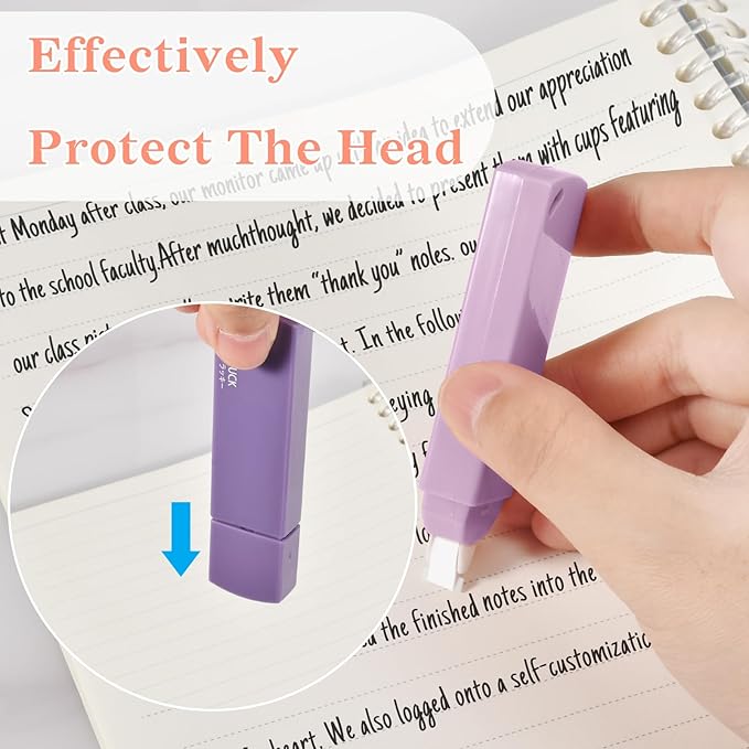 Temiary 6Pcs Mini White Correction Tapes, Quick Dry Smooth Pull Out for Writing, Aesthetic Cute Correction Tape Set Easy To Use for Students School Office Supplies (Purple)