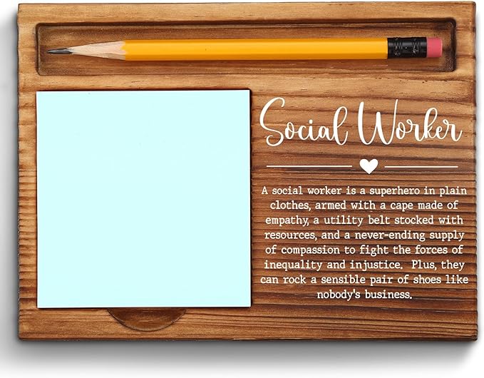 Social Worker Sticky Note Holder, Social Worker Gifts, Thank You Appreciation Quote Gifts for Social Worker Women Men Coworker Self-Stick Note Pad Holders ZSS24