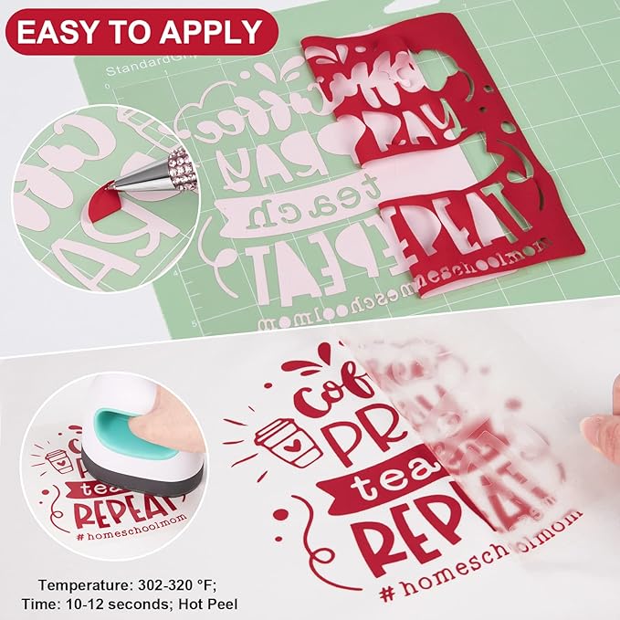 VINYL FROG Heat Transfer Vinyl Roll HTV Vinyl - 12" x12ft Red Iron on Vinyl for T-Shirts, Heat Press Vinyl for DIY Craft Designs (Red)