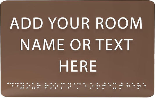 9" X6" Personalized Custom Sign - ADA Compliant Tactile Graphics Grade 2 Braille Text Acrylic Wall Signs - Add Your Room Name Text Sign for Home School Office Business Workplace