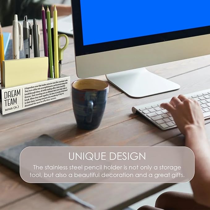 Dream Team Definition, Team Building Gifts, Fun Office Gifts for Team, Team Gifts for Employees, Co Worker, Stainless Steel Pen Pencil Holders WCC58