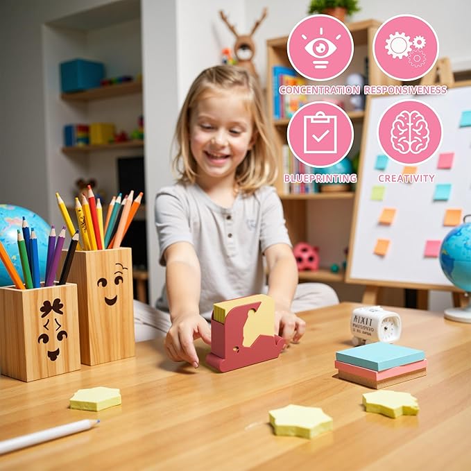 Li&Zhao Bear Sticky Note Holder - Cute Post It Note Dispenser Memo Dispenser Pen Holder Sticky Note Dispenser Post It Note Holder Notepad Holder for Desk School Office(Red)