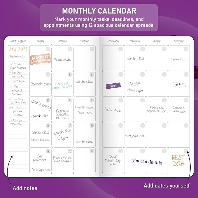 GoGirl Weekly Schedule Planner – Hourly Work & Life Planner with Time Slots – Vertical Agenda Organizer for Daily Productivity, A5 (Purple)