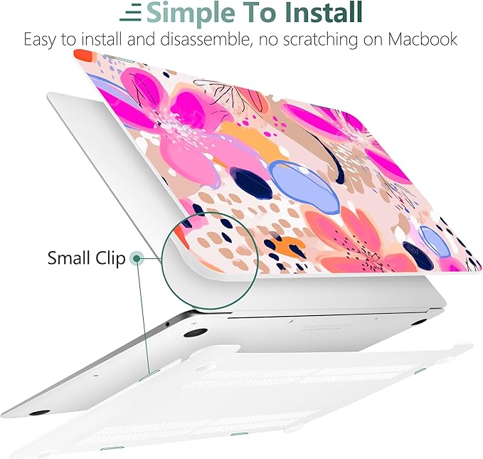 DONGKE Compatible with MacBook Air 13 inch Case 2021 2020 2019 2018 Release A2337 M1 A2179 A1932 with Retina Display & Touch ID, Plastic Hard Shell & Keyboard Cover - Floral Artistic