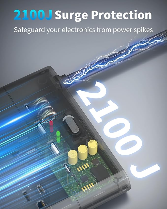 Flat Plug Power Strip, Surge Protector with 19 Outlets and 4 USB Ports, HOPOW 6 Ft Heavy Duty Extension Cord, 1875W, 2100J Surge Protection, Wall Mount for Home, Office, Gaming Room, Dorm, Black