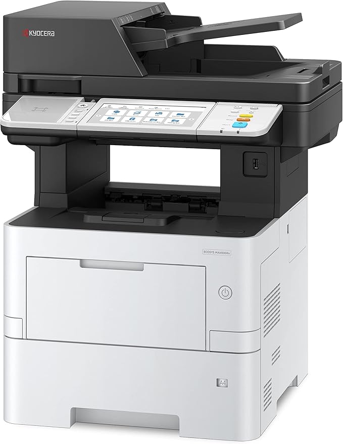 KYOCERA ECOSYS MA4500ifx All-in-One Monochrome Laser Printer (Print/Copy/Scan/Fax), 47 ppm, Up to Fine 1200 dpi, Gigabit Ethernet HyPAS Capable, 7 inch Touchscreen Panel, 512 MB