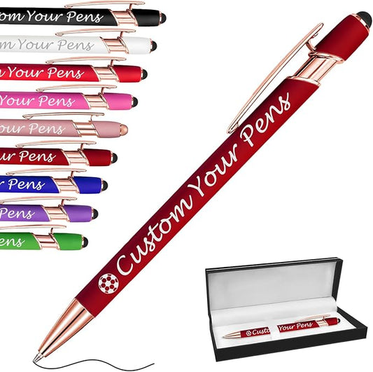 Amlion Personalized Custom Pens with Name Engraved Logo Text,Customized Writing Stylus Pen Promotional Item Gift for Men Women Office Business Wedding-Deep Red