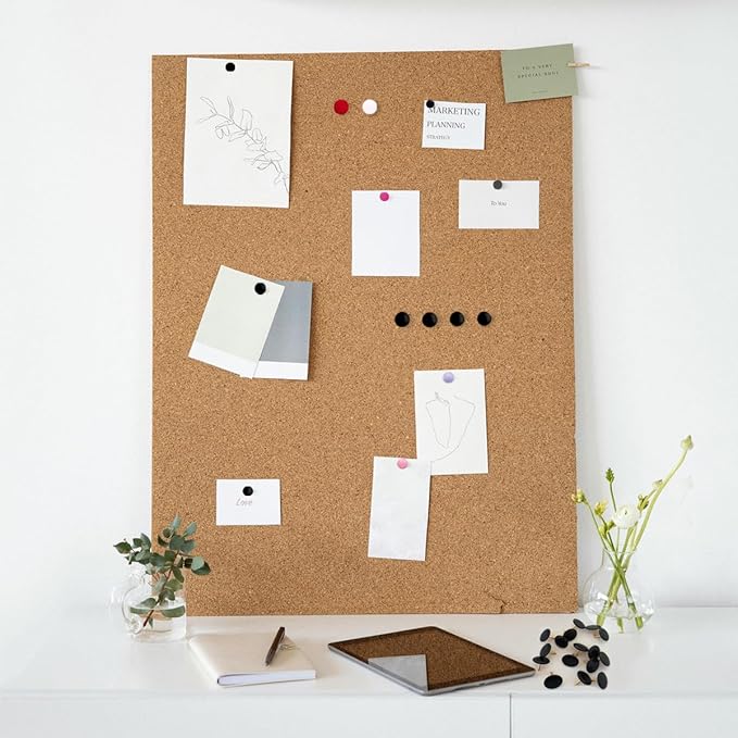 300 PCS Thumb, Tacks Plastic Round Head Thumbtack, Plastic Roundness Push Pins, Roundness Head Thumbtack for Map, Office, Photo Wall, Cork Board (Black)