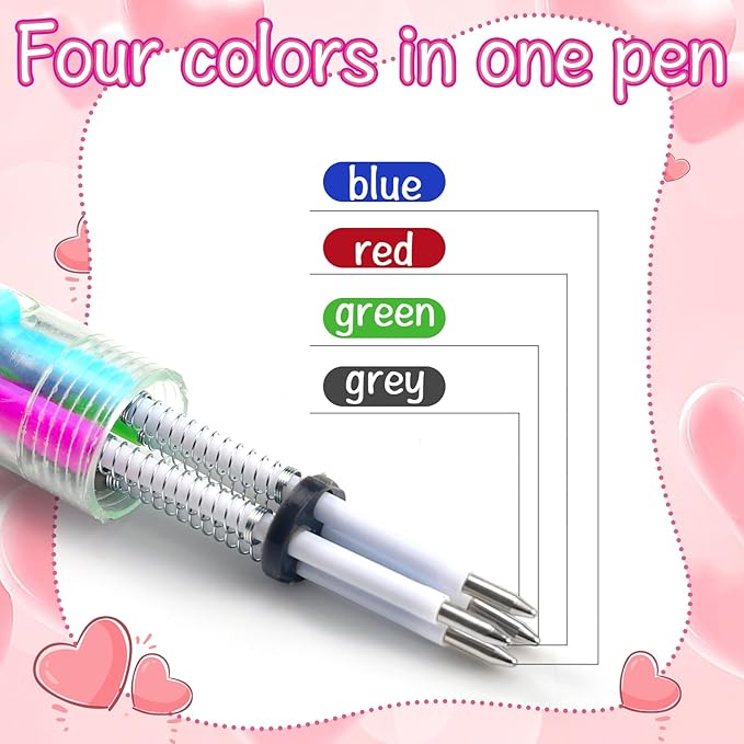 30 Set Cute Multicolor Pens in One 4-in-1 Fun Pens Bulk with 30 Gift Cards for Kindergarten Party Welcome Back To School Student Gift Bulk Office School Exchange Gifts
