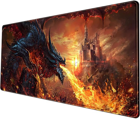 Japanese Desk Mat Dragon Castle Desk Pad Game Aesthetic Mouse Pad Large Gaming Mousepad Extended Keyboard Pad 31.5 x 11.8 in Laptop Computer Mouse Keyboard Mouse Pads for Desk Decor Mat.