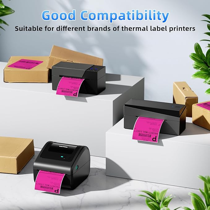 4x6 Thermal Labels, 1 Packs of 500 4x6 Fold Labels Rose Red - Compatible with JADENS, ASprink, Phomemo, Rollo, Zebra, Omezizy and Other Thermal Printers