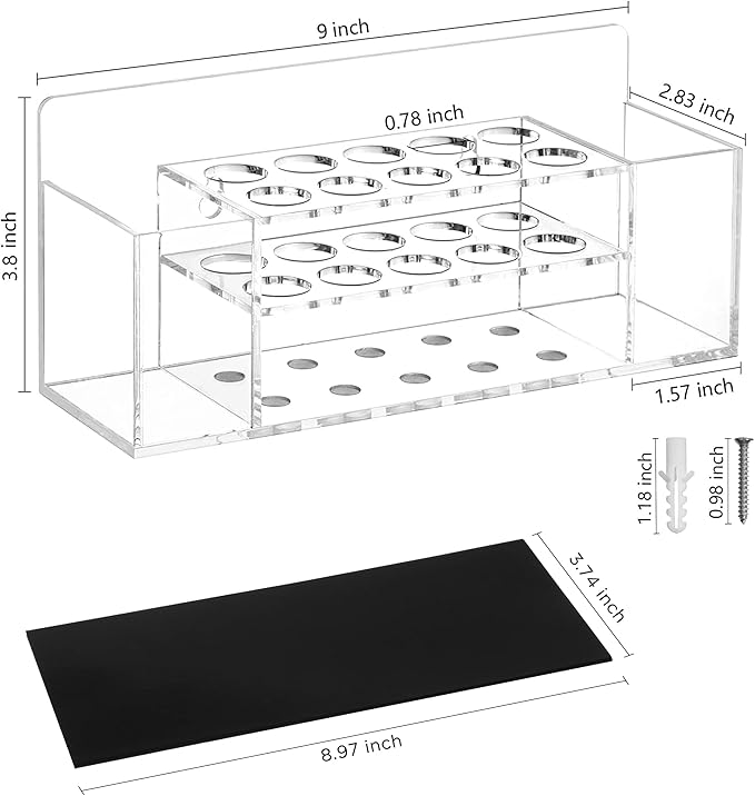 Magnetic Dry Erase Marker Holder Wall Mount, Acrylic 10 Slots Whiteboard Marker Holder for School, Office and Home, Eraser and Whiteboard Cleaner Not Included, Clear