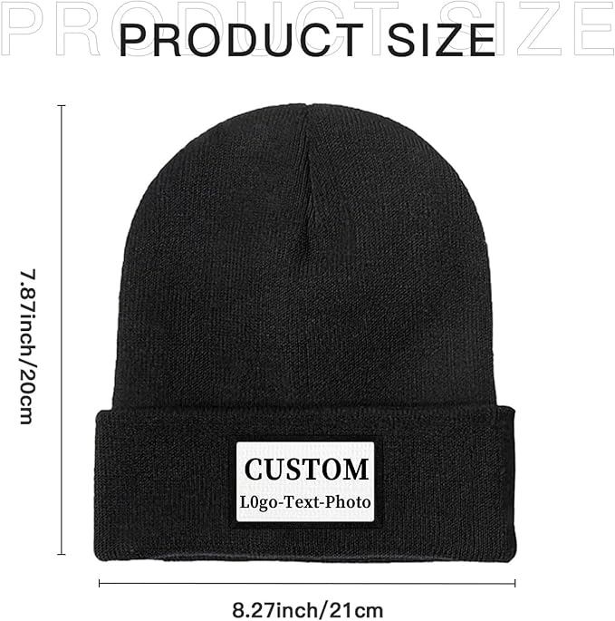 Custom Beanie for Men Women Bulk Custom Winter Hat Beanies with Logo Text Image Personalized Knit Hats Gifts for Business