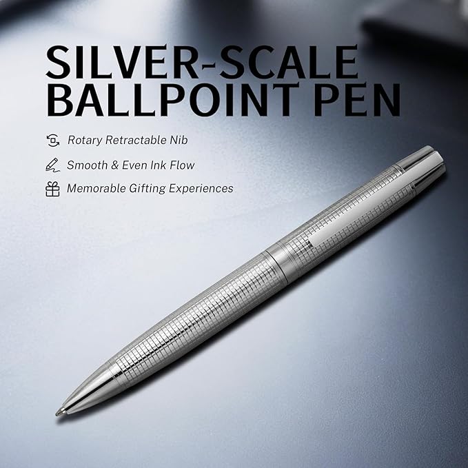 YUNCHUN Executive Pens for Men, Medium Point Ball Point Pen Sets for Men Gift, Heavy Duty Ball Pen for Writing, Retractable Metal Ballpoint Pen for Journaling, Ballpoint Pens Blue Ink with Checkered