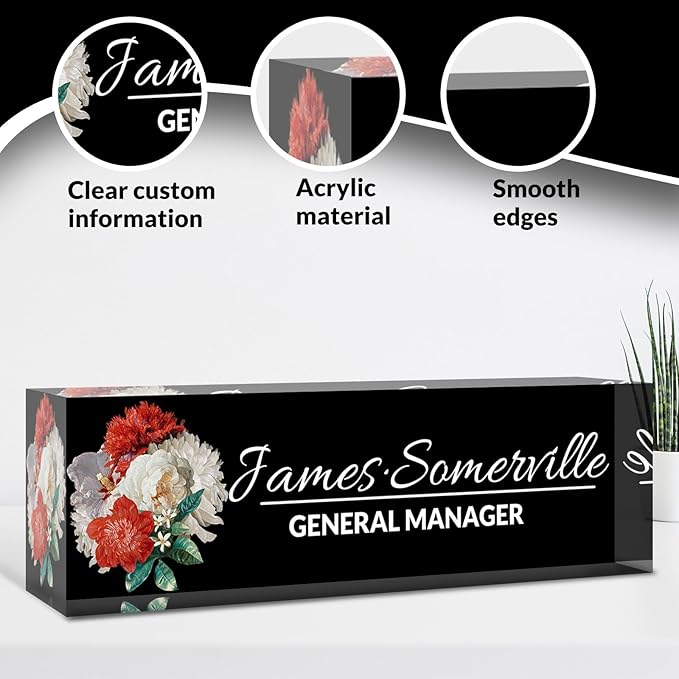 Desk Name Plate Personalized, Custom Name Plate for Desk, Acrylic Desktop Accessories, Office Gift & Decor for Women Men, Teacher Nurse Boss Employee Appreciation Gifts