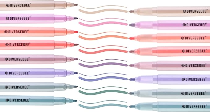 DIVERSEBEE Dual Tip Bible Highlighters and Pens No Bleed, 8 Pack Quick Dry Highlighters Set, Cute Markers, Bible Study Journaling School Office Supplies and Accessories (Boho)