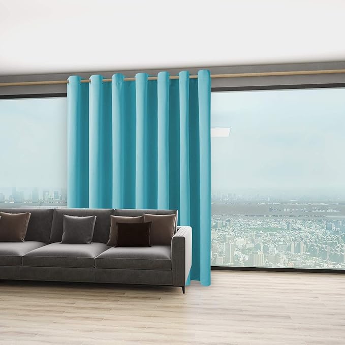 BONZER Extra Wide Room Divider Curtain Total Privacy Wall Noise Reducing Blackout Curtains for Apartment, Studio, 108L x 120W Inch (9L x 10W ft), 1 Panel, Teal