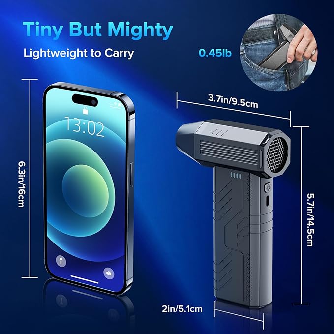 Compressed Air Duster, 8000mAh 130,000 RPM Keyboard Cleaner, Replace Compressed air can, Computer Accessories for Outdoors, PC, Electronics, Snow and Car Dust Off(Deep Black)