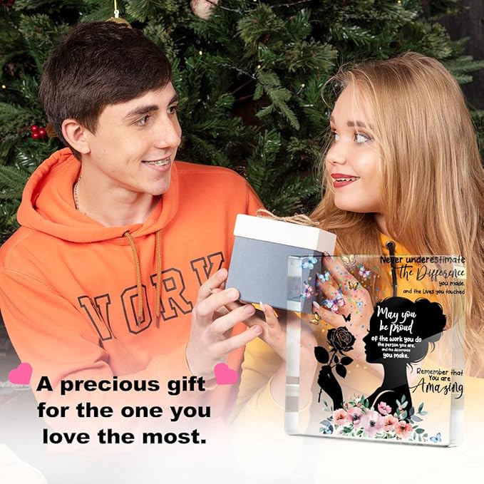 Inspirational Gifts for Women Friends Birthday, Flower Butterfly Acrylic Sign Thank You Gifts for Coworker, Appreciation Gift, Farewell Gift for Friends Female Nurse Teacher Counselor Boss Lady Sister