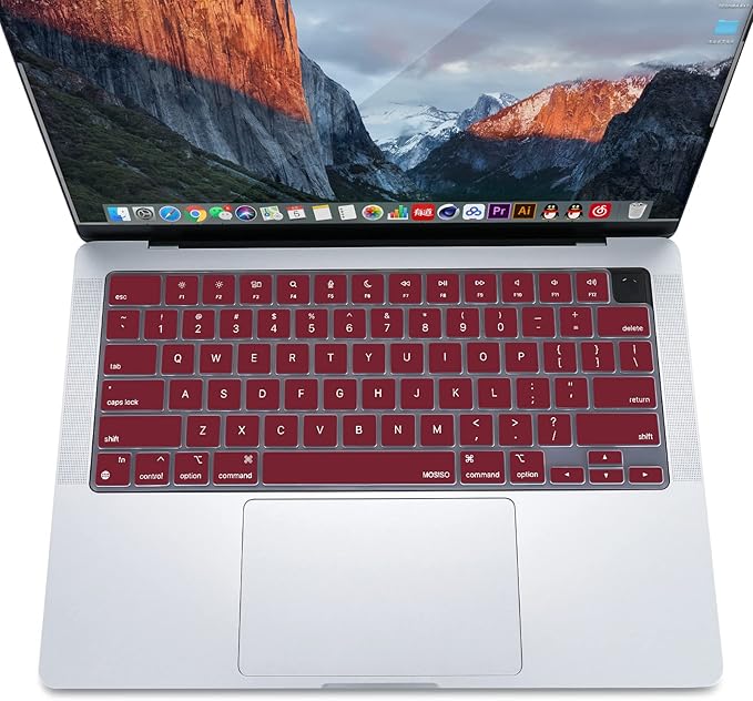 MOSISO Keyboard Cover Skin Compatible with MacBook Air 15 inch M3 A3114 M2 A2941/Air 13.6 A3113 A2681/Pro 14/16 M4 M3 M2 M1, Marsala Red