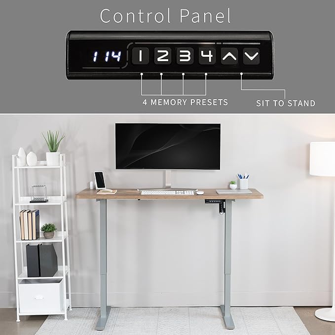 VIVO Electric 60 x 24 in Standing Desk, Memory Height Adjustment, 1B Series, One-Piece Reclaimed Wood Top, Gray Frame, DESK-KIT-1G6P