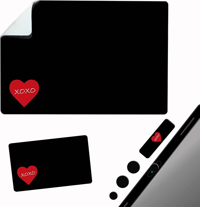 Mouse Pad Adhesive Bottom - Sticks to Any Surface - Portable - Webcam Covers and Screen Cleaner Included (Heart XOXO)