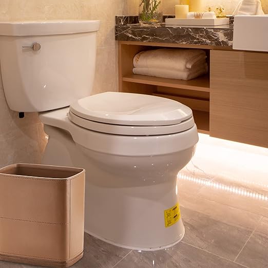 Polytree Bathroom Trash Can 1.8 Gallon(7 Liter) Small Kitchen Garbage Can,Decor Wastebasket for Bedroom Office,Resin Hand-Carved Leather Brown